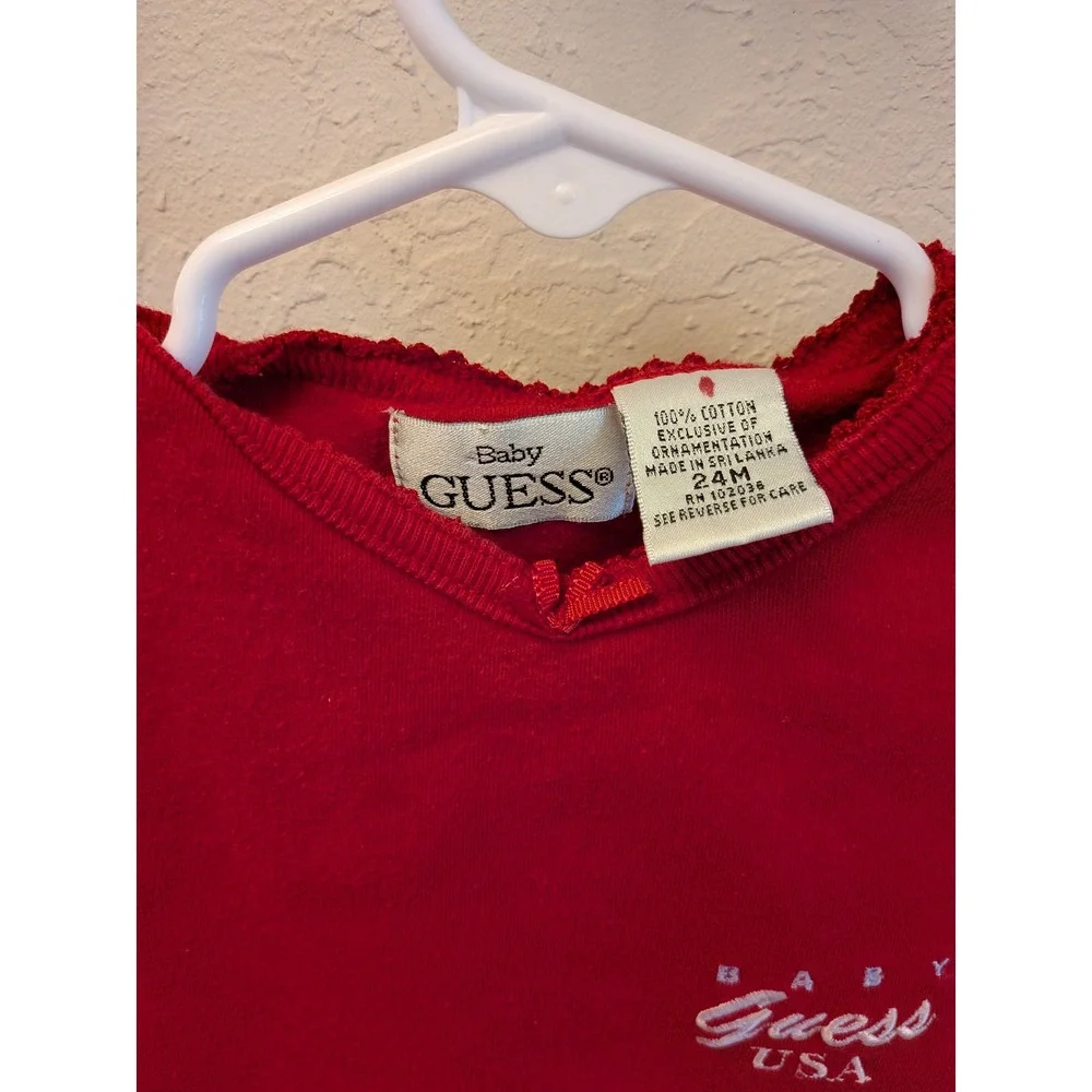 Baby Guess Red‎ Bodysuit Short Sleeve V Neck Snap Closure Infant
